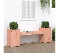 SKTQYQO Banc avec jardinière en bois massif de Douglas 180 x 36 x 63 cm Design 2 en 1 avec 2 jardinières intégrées pour extérieur, jardin, patio, mobilier de jardin, résistant aux agents