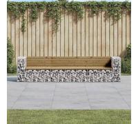 SKTQYQO Banc de jardin design gabion en bois de pin imprégné, 287 x 71 x 65,5 cm, lot de 2 bancs d'angle et 1 centrale pour extérieur, solide, base en acier galvanisé, stable