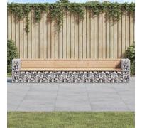 SKTQYQO Banc de jardin design gabion en bois massif de pin avec base en acier galvanisé, 347 x 71 x 65,5 cm, lot de 3 bancs pour extérieurs angulaires et centrale pour patio cour