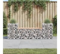 SKTQYQO Banc de jardin design gabion en bois massif Douglas avec jardinières latérales, structure stable en acier galvanisé pour l'extérieur, banc de jardin compact pour patio