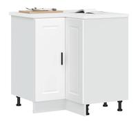 SKTQYQO Base d'angle de cuisine Porto Blanc en aggloméré multicouche avec portes et pieds réglables, armoire de cuisine pour optimisation de l'espace et de stockage, facile à nettoyer