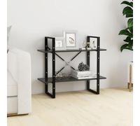 SKTQYQO Bibliothèque à 2 étagères, grise, 80 x 30 x 70 cm, en bois, multicouche, avec structure industrielle, design moderne, pour salon ou bureau, meuble robuste et durable avec grand espace