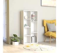 SKTQYQO Bibliothèque blanche en bois multicouche 50 x 25 x 106 cm avec 7 étagères, étagère pour livres et support multimédia, design classique et structure robuste pour l'organisation de la maison