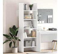 SKTQYQO Bibliothèque blanche en bois multicouche 60 x 35 x 180 cm avec 5 compartiments spacieux pour livres et objets décoratifs - Meuble moderne robuste et durable pour aménagement de la maison
