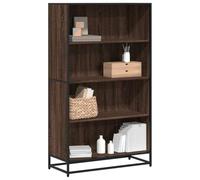 SKTQYQO Bibliothèque chêne marron 80,5 x 35 x 139 cm en aggloméré avec structure métallique industrielle - Étagère ouverte 4 compartiments pour livres et objets - Matériau bois multicouche