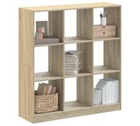 SKTQYQO Bibliothèque chêne Sonoma en bois multicouche 102 x 32 x 108 cm avec 9 compartiments pour organisation et exposition, structure robuste et résistante à l'humidité, idéale pour le salon,