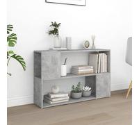 SKTQYQO Bibliothèque gris ciment 100 x 24 x 63 cm en aggloméré avec design moderne et structure robuste, étagère ouverte avec 2 étagères pour livres, magazines et objets décoratifs, idéal