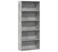 SKTQYQO Bibliothèque gris ciment 80 x 30 x 189 cm en bois multicouche avec 5 étagères spacieuses pour l'organisation idéale, matériau durable et résistant à l'humidité, design classique