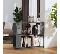 SKTQYQO Bibliothèque grise en bois massif de pin 80 x 25 x 70 cm, séparateur pour salon, étagère ouverte multifonctionnelle avec structure robuste pour organisation espace de vie moderne
