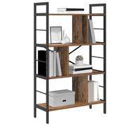 SKTQYQO Bibliothèque industrielle 75 x 30 x 123,5 cm bois multicouche | Étagères spacieuses, cadre en acier robuste, style loft moderne, pour salon, bureau, studio