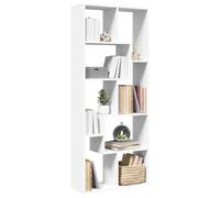 SKTQYQO Bibliothèque séparateur blanc 67 x 25 x 161,5 cm en aggloméré avec 8 compartiments et capacité de charge 100 kg, étagère multifonction pour salon et bureau, design géométrique moderne,