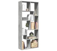 SKTQYQO Bibliothèque séparateur gris ciment 67 x 25 x 161,5 cm en aggloméré avec 8 compartiments et capacité de charge 100 kg, étagère moderne pour organisation des espaces, idéale pour le séjour