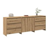 SKTQYQO Buffet 3 pièces en chêne artisanal en bois multicouche avec portes et tiroirs, meuble de rangement spacieux et robuste pour salon, matériau durable et facile à nettoyer,