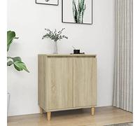 SKTQYQO Buffet avec pieds en bois massif Sonoma 60 x 35 x 70 cm, 6 étagères, meuble bibliothèque multicouche pour salon, design scandinave stable et facile à nettoyer