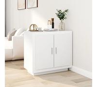 SKTQYQO Buffet blanc 80 x 40 x 75 cm en bois contreplaqué avec 2 portes, structure robuste et grand espace de rangement pour salon et salle à manger, facile à nettoyer