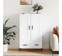 SKTQYQO Buffet blanc en bois multicouche 69,5 x 31 x 115 cm avec anti-retournement, meuble avec grand espace de rangement et fonction d'exposition pour salon et entrée,
