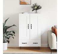 SKTQYQO Buffet blanc en bois multicouche 69,5 x 31 x 115 cm avec anti-retournement, meuble avec grand espace de rangement et fonction d'exposition pour salon et entrée,