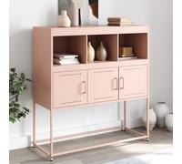 SKTQYQO Buffet en acier laminé à froid rose avec 3 portes et 3 compartiments, meuble de salon moderne, 100,5 x 39 x 107 cm, facile à nettoyer et à assembler requis, solution