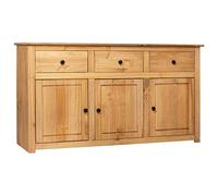 SKTQYQO Buffet en bois massif de pin Panama Range 135 x 40 x 80 cm avec 3 tiroirs et 3 portes, meuble de rangement résistant pour salon ou entrée, facile à nettoyer et à assembler