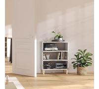 SKTQYQO Buffet gris béton en bois multicouche avec 3 étagères, meuble bibliothèque 57 x 35 x 70 cm pour grand espace de rangement, design stable avec pieds en bois et plateau