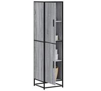 SKTQYQO Buffet gris Sonoma 35,5 x 35 x 139 cm en bois multicouche et métal avec 2 compartiments, armoire haute avec poignées pour salon et cuisine, structure stable et durable