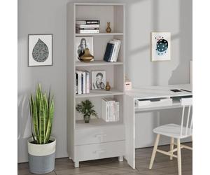 SKTQYQO Buffet HAMAR blanc 60 x 35 x 180 cm en bois massif de pin avec étagères et tiroirs, meuble pour salon et chambre à coucher, meuble pratique et décoratif,