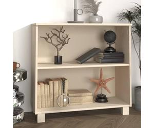 SKTQYQO Buffet HAMAR en bois massif de pin ambre 85 x 35 x 80 cm avec 2 portes, meuble de salon avec grand espace de rangement et 2 étagères, structure robuste et stable, idéal