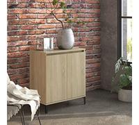 SKTQYQO Buffet industriel en chêne sonoma en bois multicouche avec 2 portes, bibliothèque robuste avec pieds en métal et plancher supérieur résistant, meuble pour salon ou salle à manger,