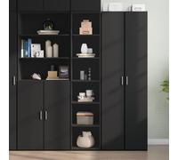 SKTQYQO Buffet noir en bois multicouche 40 x 41 x 185 cm avec anti-retournement, armoire moderne pour salon, design minimaliste et facile à nettoyer, grand espace de rangement