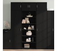 SKTQYQO Buffet noir en bois multicouche 70 x 41 x 185 cm avec anti-retournement, meuble de rangement classique avec grand espace de rangement, design intemporel et facile d'entretien