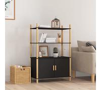 SKTQYQO Buffet noir en bois multicouche 80 x 40 x 121 cm avec anti-retournement et grand espace de rangement, meuble classique pour salon et entrée, matériau durable et stable