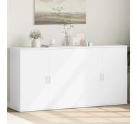 SKTQYQO Buffets 2 pièces en bois multicouche blanc 79 x 38 x 80 cm avec design moderne et grand espace de rangement pour salon ou entrée, structure robuste et facile à nettoyer,