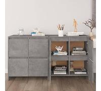 SKTQYQO Buffets 2 pièces gris ciment 70 x 41 x 75 cm en bois multicouche avec 4 portes, meuble pour salon et grand espace de stockage, design minimaliste et structure robuste