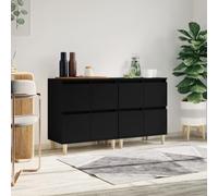 SKTQYQO Buffets 2 pièces noires en bois multicouche 60 x 35 x 70 cm avec 4 compartiments, meuble classique avec grand espace de rangement et plateau de soutien solide, idéal pour le séjour