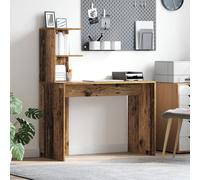 SKTQYQO Bureau en bois massif récupéré vintage rustique avec étagères intégrées pour bureau maison studio écriture travail design minimaliste gain de place robuste