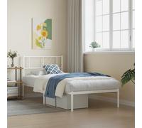 SKTQYQO Cadre de lit avec tête de lit en métal blanc Structure de lit pour chambres à coucher Lit multifonctionnel Convient pour les hôtels et les studios 90 x 200 cm