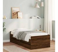 SKTQYQO Cadre de lit avec tiroirs chêne marron Structure de lit pour chambres à coucher Structure de lit multi-usages Convient pour les hôtels et les studios 75 x 190 cm Small Single