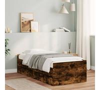 SKTQYQO Cadre de lit avec tiroirs en chêne fumé Structure de lit pour chambres à coucher Structure de lit multi-usages Convient pour les hôtels et les studios 75 x 190 cm Small Single