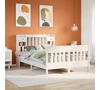 SKTQYQO Cadre de lit sans matelas Blanc Structure de lit pour hôtel Structure de lit pour chambres d'hôtel et d'études 140 x 200 cm Bois massif pin