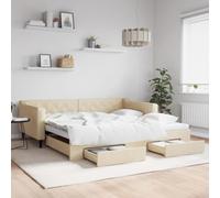 SKTQYQO Canapé-lit amovible avec tiroirs crème, lit multifonction, structure de lit pour chambres à coucher, convient pour les hôtels et les studios, 100 x 200 cm en tissu