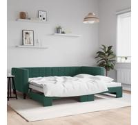 SKTQYQO Canapé-lit avec lit extractible vert foncé Lit multifonction Structure de lit pour chambres à coucher Convient pour hôtel et studios 90x200cm Velours