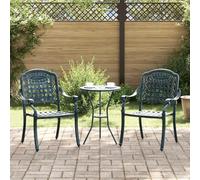 SKTQYQO Chaise de jardin 2 pièces verte en aluminium moulé sous pression avec dossier en grille, ensemble de chaises extérieures pour salle à manger en plein air, design géométrique et construction