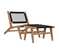 SKTQYQO Chaise longue avec repose-pieds en bois massif de teck et corde, dossier haut et design classique pour jardin et patio, meuble d'extérieur durable et résistant aux agents