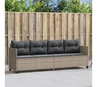 SKTQYQO Chaise longue en polyrotin gris clair avec coussins amovibles, matériau résistant aux agents atmosphériques et assise confortable pour l'extérieur, comprend 1 coussin assise et 4