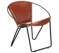 SKTQYQO Chaise marron en cuir de chèvre véritable, chaise relax avec design rustique et vintage pour intérieur et extérieur, structure en acier revêtu par poudre durable, livraison aléatoire