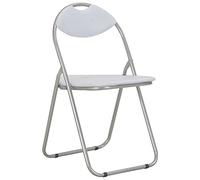 SKTQYQO Chaises de salle à manger pliantes 2 pièces blanches en simili cuir pour salle à manger et bureau avec structure en acier robuste et revêtement anti-taches facile à nettoyer, design