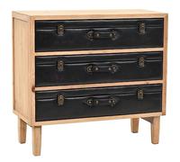 SKTQYQO Commode en bois massif de sapin 80 x 36 x 75 cm avec 3 tiroirs, meuble latéral stable pour chambre à coucher et salon, design rétro avec façades à valise, facile