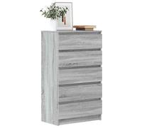 SKTQYQO Commode Gris Sonoma en bois multicouche 60 x 36 x 103 cm avec 5 tiroirs, meuble pour salon et chambre à coucher, plateau résistant et surface facile à nettoyer, design