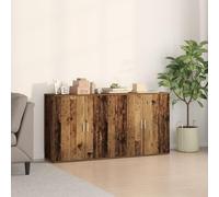 SKTQYQO Console 2 pièces en bois antique 79 x 38 x 80 cm avec finition rustique, panneau latéral pour salle à manger avec 4 portes et grand espace de stockage, meubles durables en bois