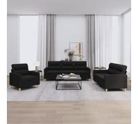 SKTQYQO Ensemble de canapés 3 pièces avec coussins noir en tissu durable pour salon, canapé d'angle moderne avec structure stable en métal et contreplaqué pour salon